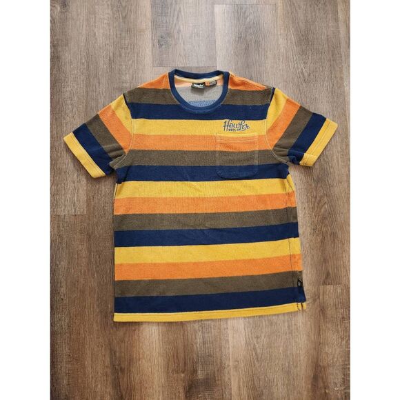 HOWLER BROTHERS Shirt Mens Small multi Striped Terry Cloth Pocket Short Sleeve - Picture 1 of 7